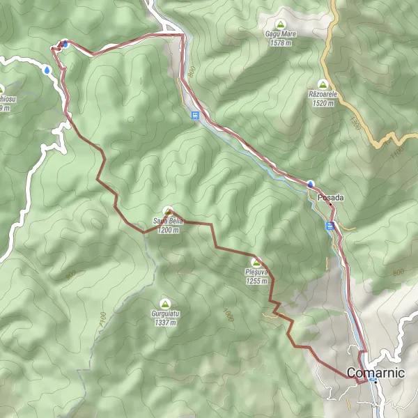 Map miniature of "The Ghioșești Gravel Express" cycling inspiration in Sud-Muntenia, Romania. Generated by Tarmacs.app cycling route planner