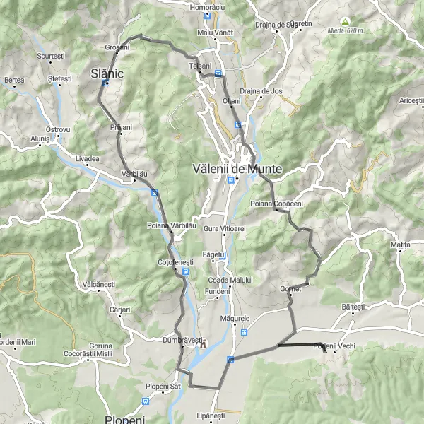 Map miniature of "Sud-Muntenia Adventure Ride" cycling inspiration in Sud-Muntenia, Romania. Generated by Tarmacs.app cycling route planner