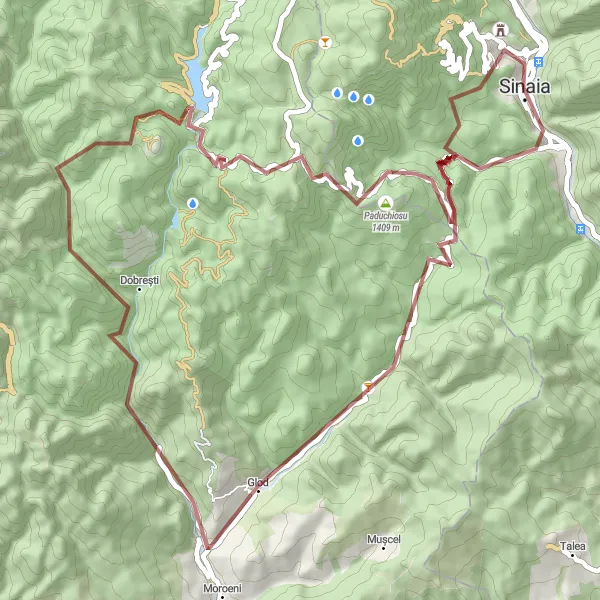 Map miniature of "Peles Castle Gravel Loop" cycling inspiration in Sud-Muntenia, Romania. Generated by Tarmacs.app cycling route planner