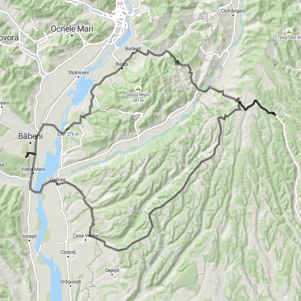 Map miniature of "Babeniseni cycling route" cycling inspiration in Sud-Vest Oltenia, Romania. Generated by Tarmacs.app cycling route planner