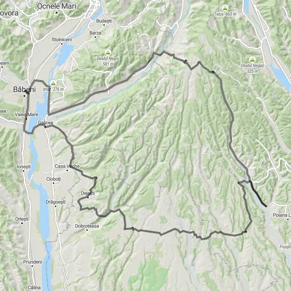 Map miniature of "Babenidis cycling route" cycling inspiration in Sud-Vest Oltenia, Romania. Generated by Tarmacs.app cycling route planner