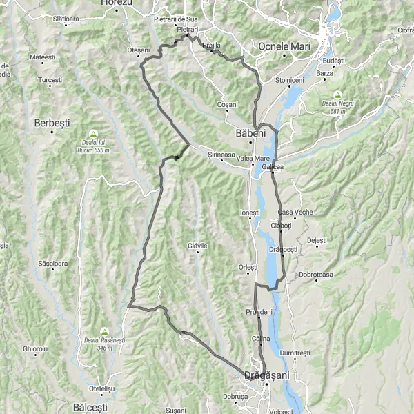 Map miniature of "The Sud-Vest Oltenia Exploration" cycling inspiration in Sud-Vest Oltenia, Romania. Generated by Tarmacs.app cycling route planner