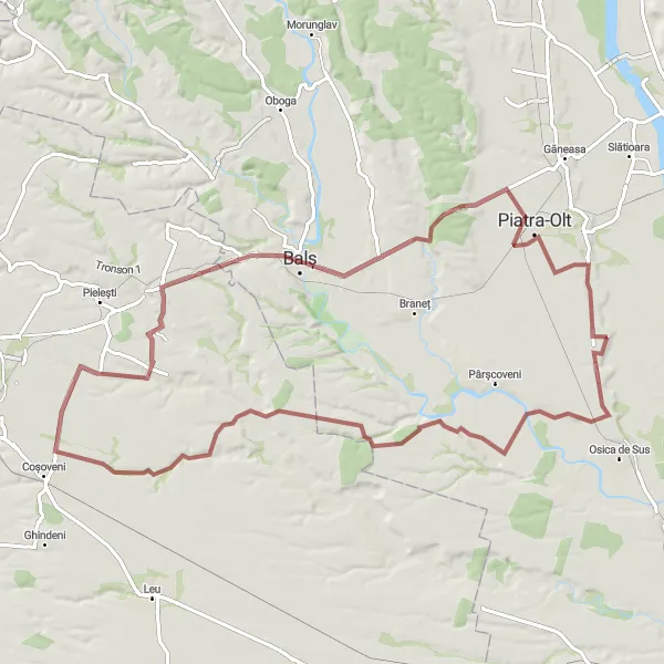 Map miniature of "Buzduc Adventure" cycling inspiration in Sud-Vest Oltenia, Romania. Generated by Tarmacs.app cycling route planner