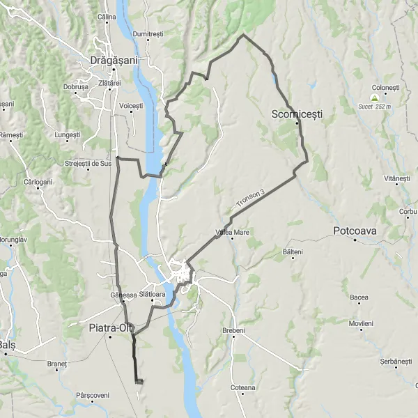 Map miniature of "Ibănești Adventure" cycling inspiration in Sud-Vest Oltenia, Romania. Generated by Tarmacs.app cycling route planner