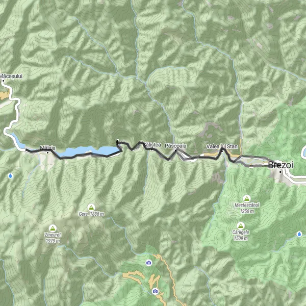 Map miniature of "Rural Serenity Road Tour" cycling inspiration in Sud-Vest Oltenia, Romania. Generated by Tarmacs.app cycling route planner