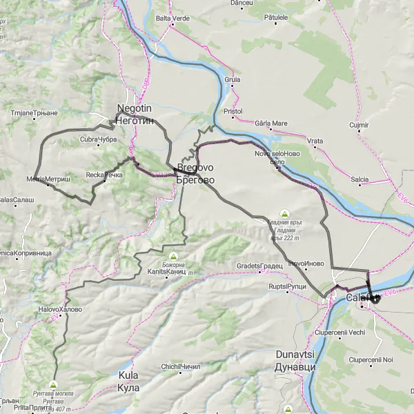 Map miniature of "Exploring the Romanian Countryside" cycling inspiration in Sud-Vest Oltenia, Romania. Generated by Tarmacs.app cycling route planner