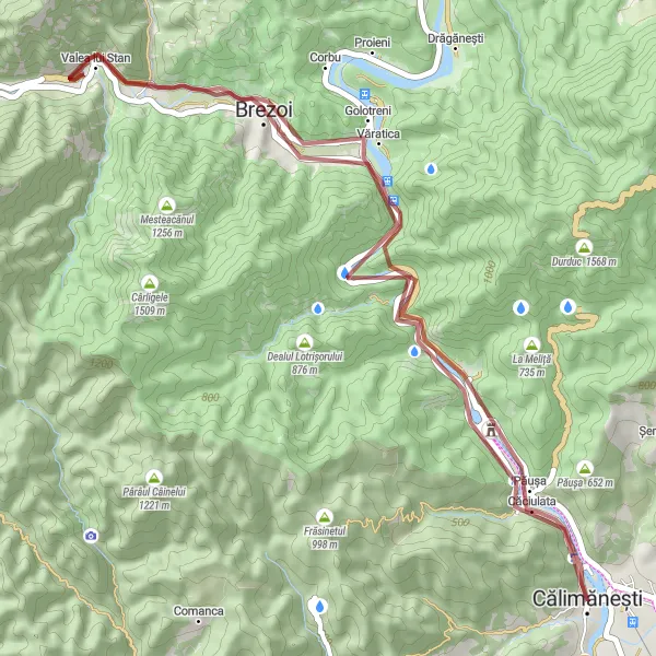 Map miniature of "The Gravel Adventure" cycling inspiration in Sud-Vest Oltenia, Romania. Generated by Tarmacs.app cycling route planner