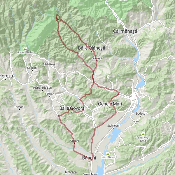 Map miniature of "Conquer the Challenging Gravel Routes of Sud-Vest Oltenia" cycling inspiration in Sud-Vest Oltenia, Romania. Generated by Tarmacs.app cycling route planner