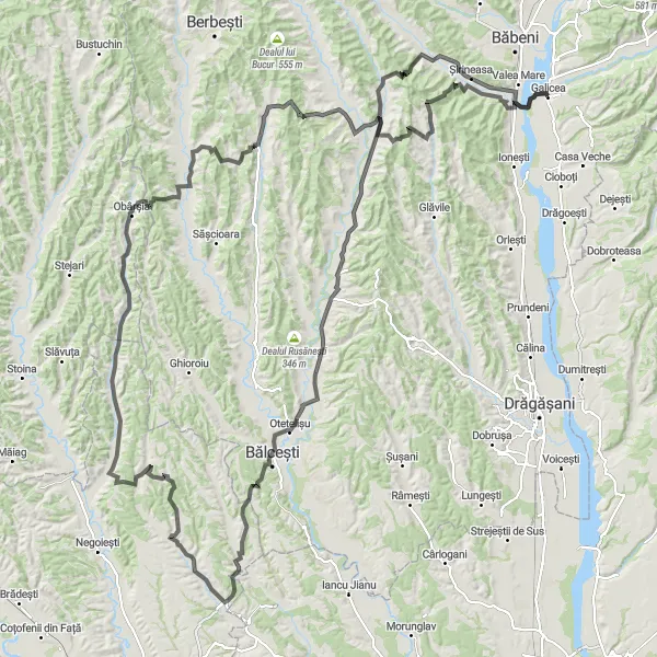 Map miniature of "Challenging Scenic Route of Sud-Vest Oltenia" cycling inspiration in Sud-Vest Oltenia, Romania. Generated by Tarmacs.app cycling route planner