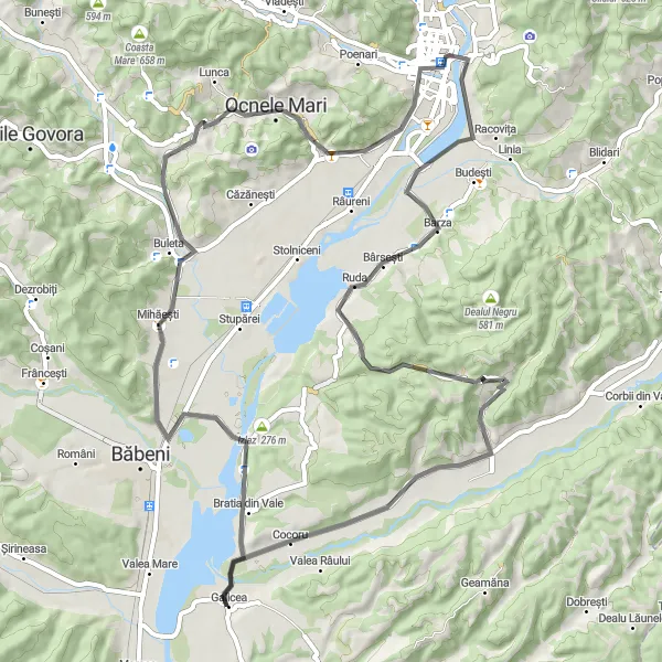 Map miniature of "Exploring the Countryside of Sud-Vest Oltenia" cycling inspiration in Sud-Vest Oltenia, Romania. Generated by Tarmacs.app cycling route planner