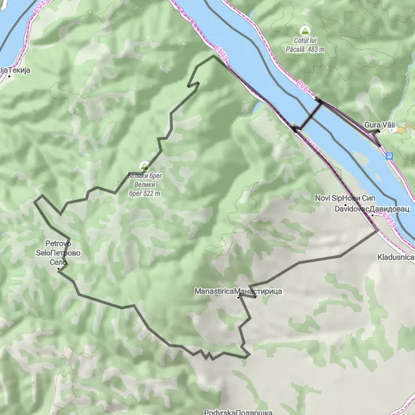 Map miniature of "Exploring the Hidden Gems of Sud-Vest Oltenia" cycling inspiration in Sud-Vest Oltenia, Romania. Generated by Tarmacs.app cycling route planner