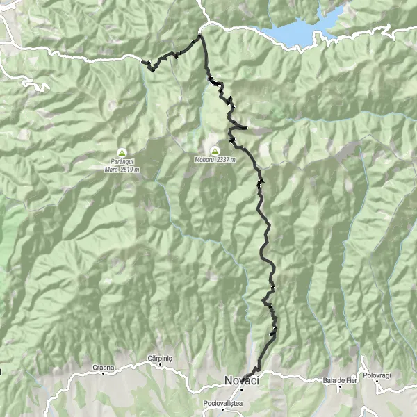 Map miniature of "Rânca Adventure Ride" cycling inspiration in Sud-Vest Oltenia, Romania. Generated by Tarmacs.app cycling route planner