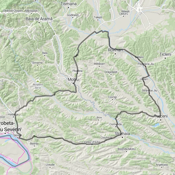 Map miniature of "Discover the Beauty of Prunișor" cycling inspiration in Sud-Vest Oltenia, Romania. Generated by Tarmacs.app cycling route planner