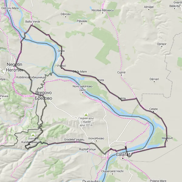 Map miniature of "The Oltenia Epic Tour" cycling inspiration in Sud-Vest Oltenia, Romania. Generated by Tarmacs.app cycling route planner