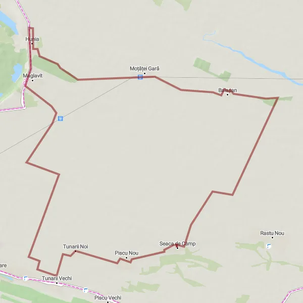 Map miniature of "Thrilling Gravel Ride in Seaca de Câmp" cycling inspiration in Sud-Vest Oltenia, Romania. Generated by Tarmacs.app cycling route planner