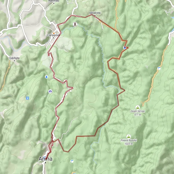 Map miniature of "Dealu Cirnipoaia Adventure" cycling inspiration in Vest, Romania. Generated by Tarmacs.app cycling route planner