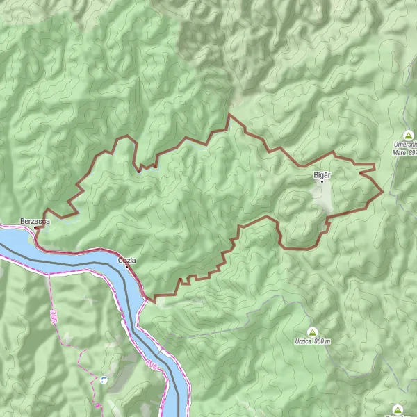 Map miniature of "Discover Hidden Gems" cycling inspiration in Vest, Romania. Generated by Tarmacs.app cycling route planner