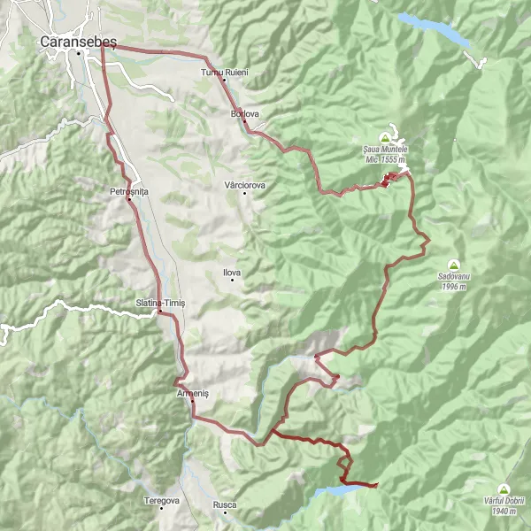 Map miniature of "The Seroni Adventure" cycling inspiration in Vest, Romania. Generated by Tarmacs.app cycling route planner