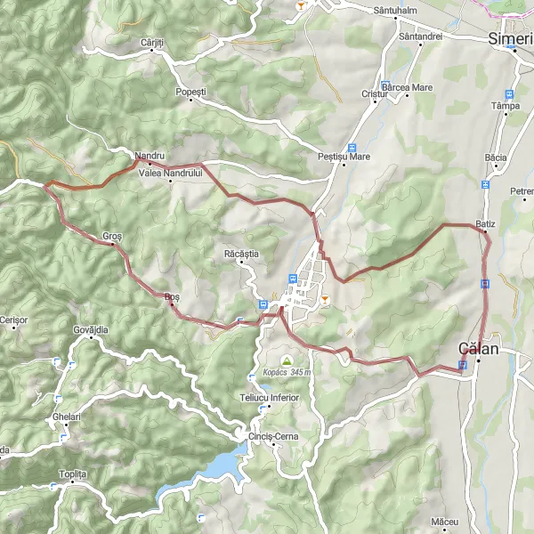 Map miniature of "Călan to Batiz scenic gravel route" cycling inspiration in Vest, Romania. Generated by Tarmacs.app cycling route planner