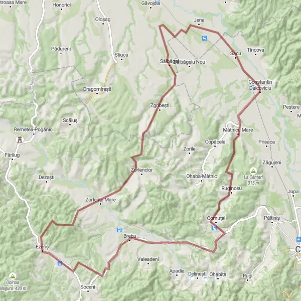 Map miniature of "Dealu Danciu Gravel Adventure" cycling inspiration in Vest, Romania. Generated by Tarmacs.app cycling route planner