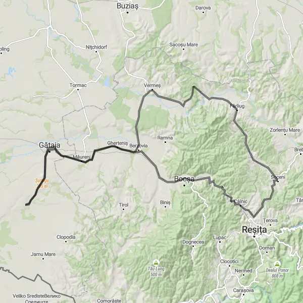 Map miniature of "Vest Cycling Adventure" cycling inspiration in Vest, Romania. Generated by Tarmacs.app cycling route planner