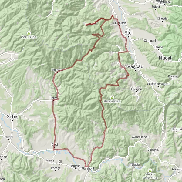 Map miniature of "The Gravel Adventure" cycling inspiration in Vest, Romania. Generated by Tarmacs.app cycling route planner