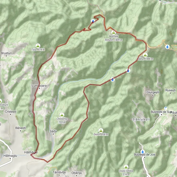 Map miniature of "Short Scenic Gravel Ride" cycling inspiration in Vest, Romania. Generated by Tarmacs.app cycling route planner