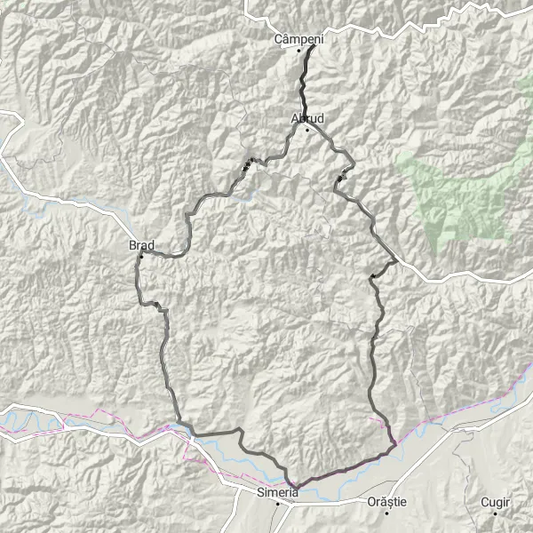 Map miniature of "Bălata Adventure" cycling inspiration in Vest, Romania. Generated by Tarmacs.app cycling route planner