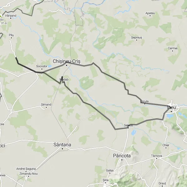 Map miniature of "Scenic Road Cycling in Vest" cycling inspiration in Vest, Romania. Generated by Tarmacs.app cycling route planner