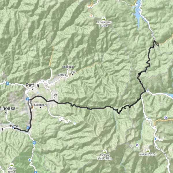 Map miniature of "The Trans Alpina Adventure" cycling inspiration in Vest, Romania. Generated by Tarmacs.app cycling route planner