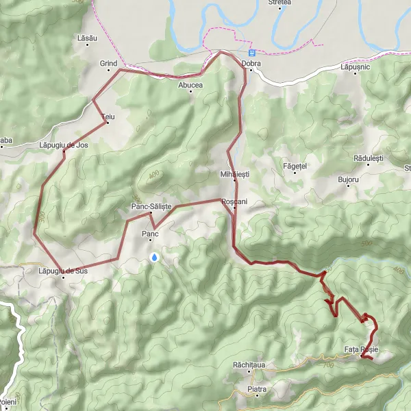 Map miniature of "Gravel Adventure - Mihăiești Loop" cycling inspiration in Vest, Romania. Generated by Tarmacs.app cycling route planner