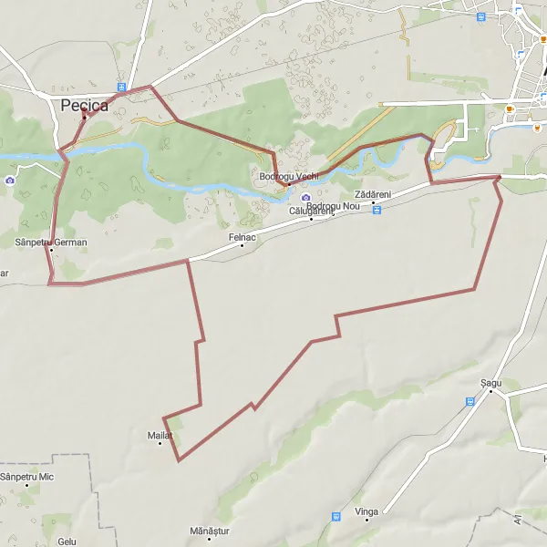 Map miniature of "Vineyard Explorer" cycling inspiration in Vest, Romania. Generated by Tarmacs.app cycling route planner
