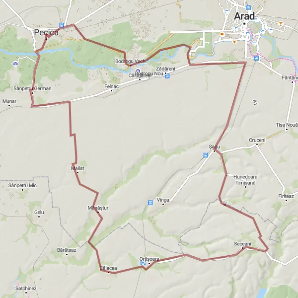 Map miniature of "Vest Adventure Ride" cycling inspiration in Vest, Romania. Generated by Tarmacs.app cycling route planner