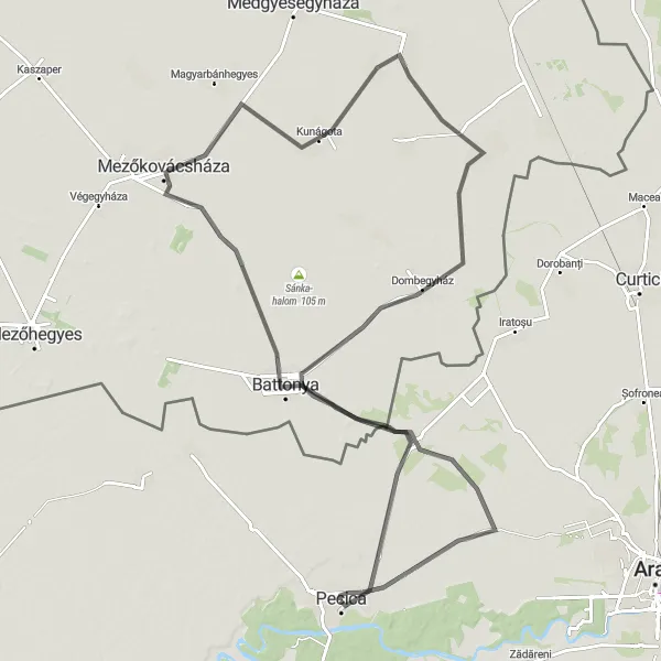 Map miniature of "Cultural Heritage Road Tour" cycling inspiration in Vest, Romania. Generated by Tarmacs.app cycling route planner