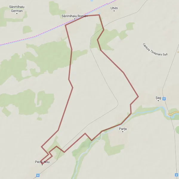 Map miniature of "Scenic Ride to Parța" cycling inspiration in Vest, Romania. Generated by Tarmacs.app cycling route planner