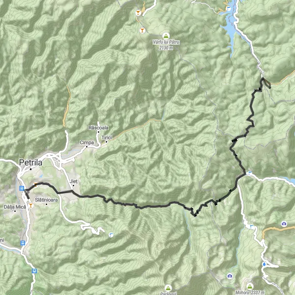 Map miniature of "Vest Legends" cycling inspiration in Vest, Romania. Generated by Tarmacs.app cycling route planner