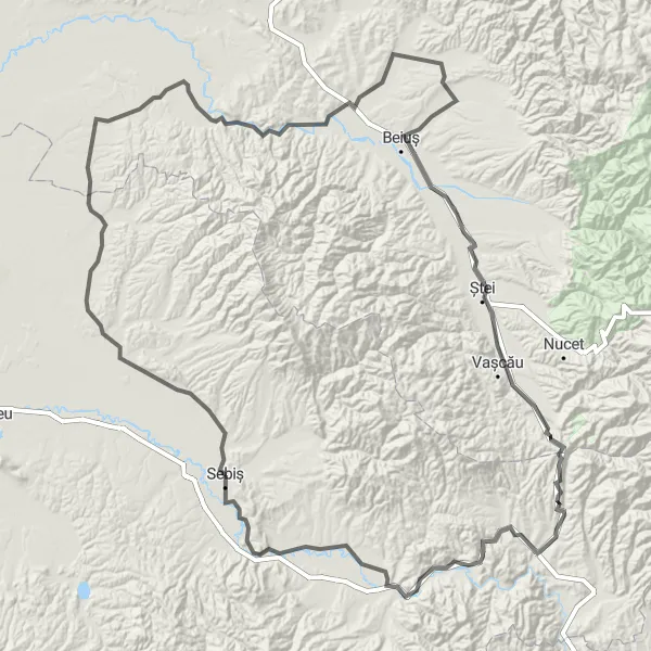 Map miniature of "Sebiș - Vașcău Loop" cycling inspiration in Vest, Romania. Generated by Tarmacs.app cycling route planner