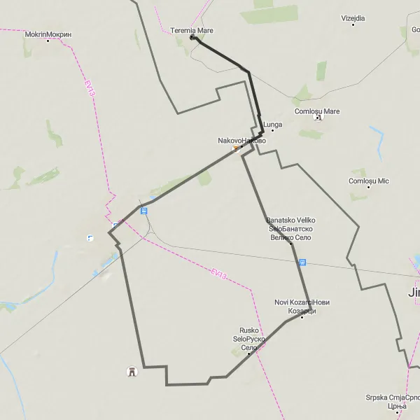 Map miniature of "Kikinda Excursion" cycling inspiration in Vest, Romania. Generated by Tarmacs.app cycling route planner