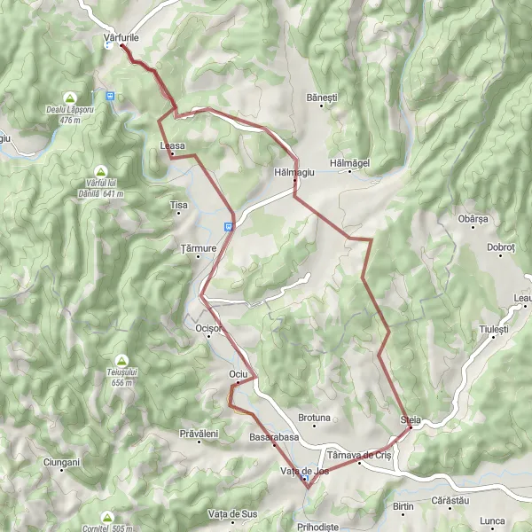 Map miniature of "The Gravel Adventure" cycling inspiration in Vest, Romania. Generated by Tarmacs.app cycling route planner