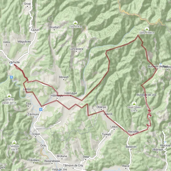 Map miniature of "The Ultimate Gravel Challenge" cycling inspiration in Vest, Romania. Generated by Tarmacs.app cycling route planner