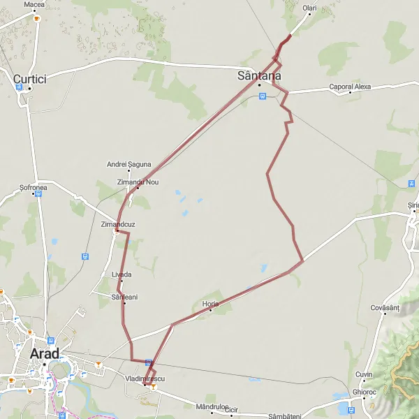 Map miniature of "Western Gem of Transylvania" cycling inspiration in Vest, Romania. Generated by Tarmacs.app cycling route planner