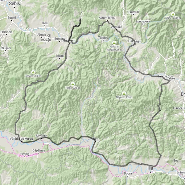 Map miniature of "Vest Epic Loop" cycling inspiration in Vest, Romania. Generated by Tarmacs.app cycling route planner