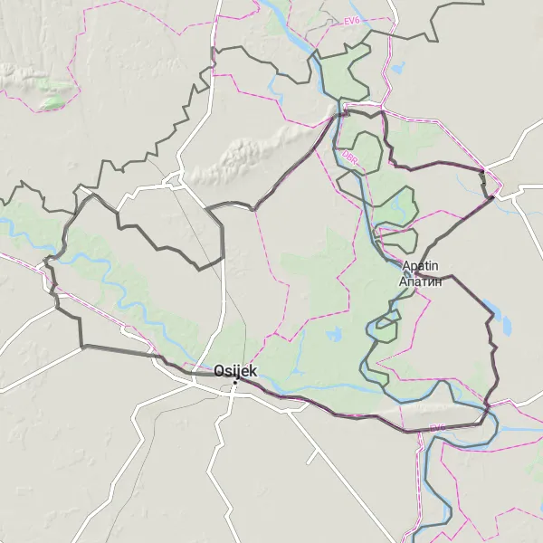 Map miniature of "Road Cycling Route in Autonomous Province of Vojvodina, Serbia" cycling inspiration in Autonomous Province of Vojvodina, Serbia. Generated by Tarmacs.app cycling route planner