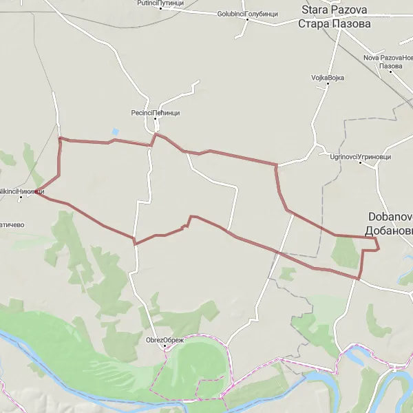 Map miniature of "Riverside Escape - Buđanovci Loop" cycling inspiration in Autonomous Province of Vojvodina, Serbia. Generated by Tarmacs.app cycling route planner