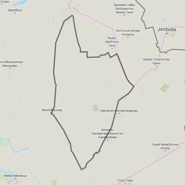 Map miniature of "Scenic Loop" cycling inspiration in Autonomous Province of Vojvodina, Serbia. Generated by Tarmacs.app cycling route planner