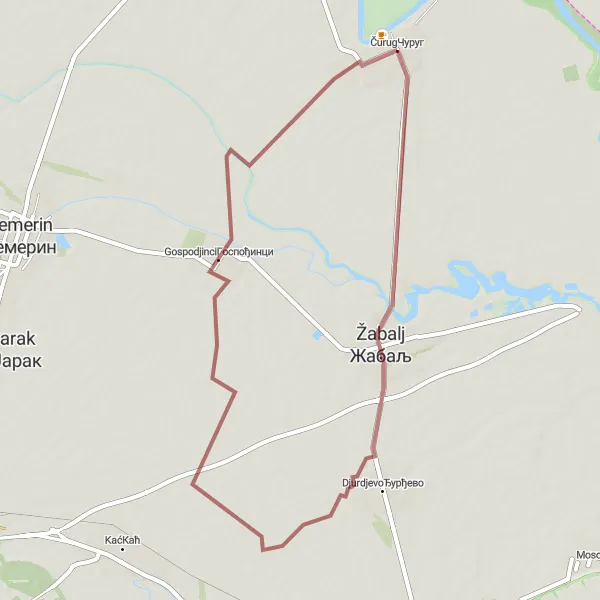 Map miniature of "The Gravel Adventure" cycling inspiration in Autonomous Province of Vojvodina, Serbia. Generated by Tarmacs.app cycling route planner