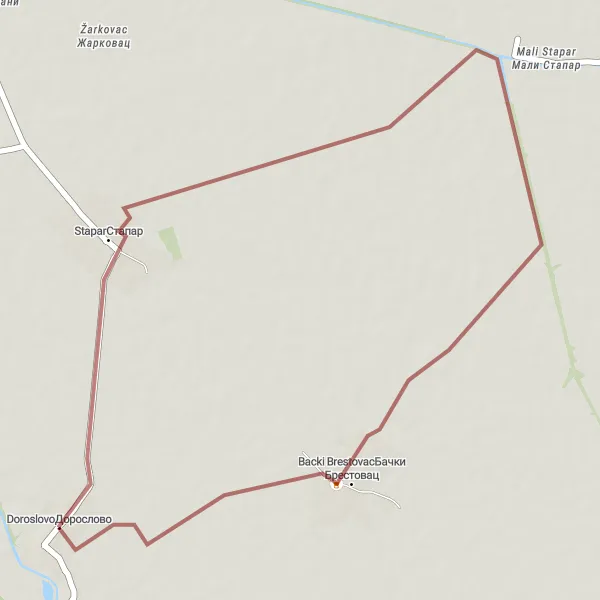 Map miniature of "Serene Cycle" cycling inspiration in Autonomous Province of Vojvodina, Serbia. Generated by Tarmacs.app cycling route planner