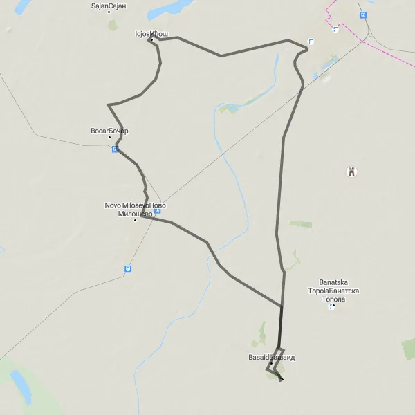 Map miniature of "Scenic Vincaid Road Route" cycling inspiration in Autonomous Province of Vojvodina, Serbia. Generated by Tarmacs.app cycling route planner