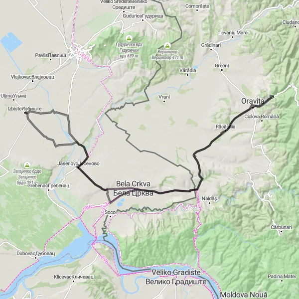 Map miniature of "Serbian Road Cycling Adventure" cycling inspiration in Autonomous Province of Vojvodina, Serbia. Generated by Tarmacs.app cycling route planner