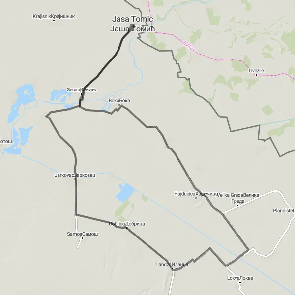 Map miniature of "Cycling Adventure in Vojvodina" cycling inspiration in Autonomous Province of Vojvodina, Serbia. Generated by Tarmacs.app cycling route planner